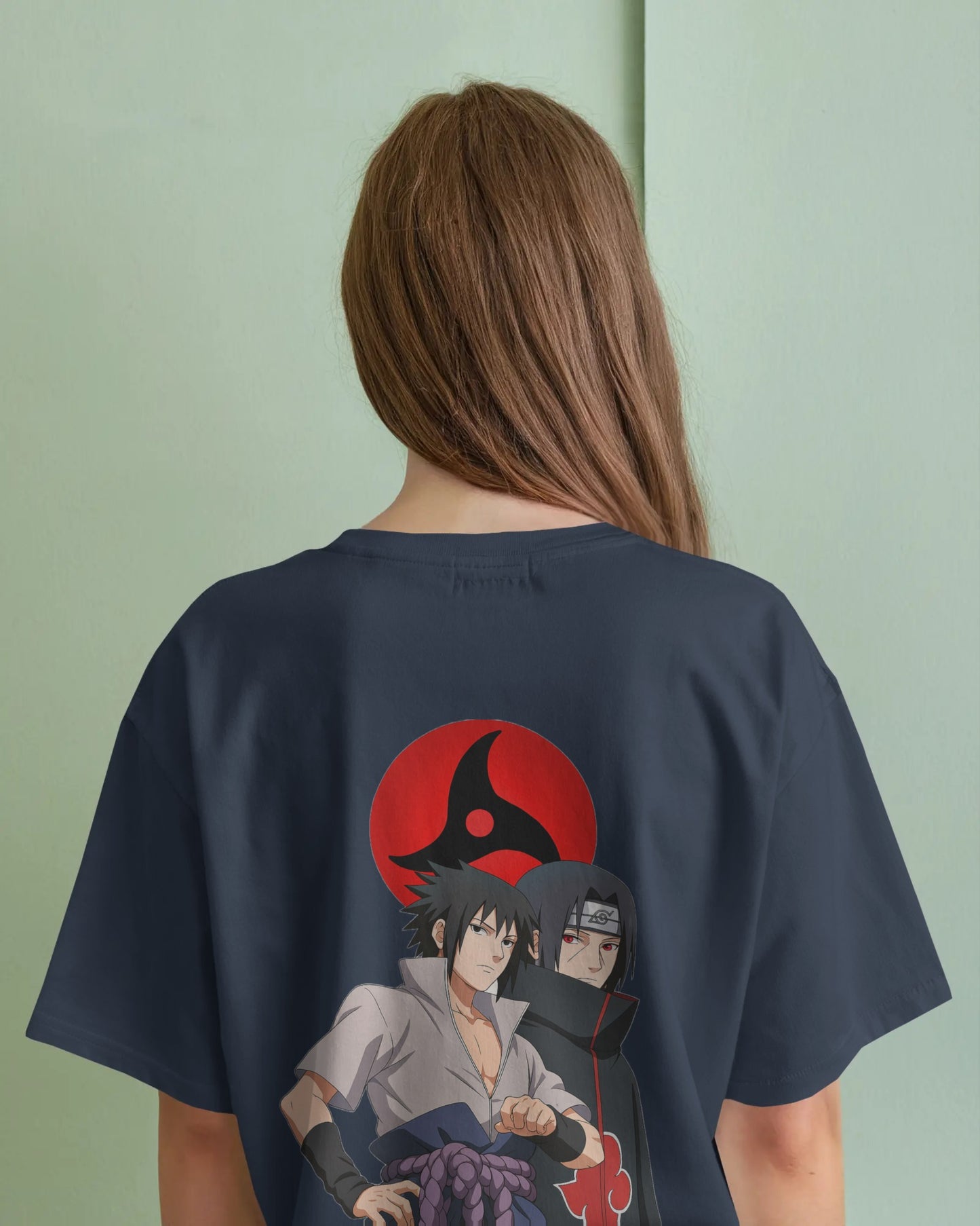 Itachi and Sasuke front and back print oversized tee