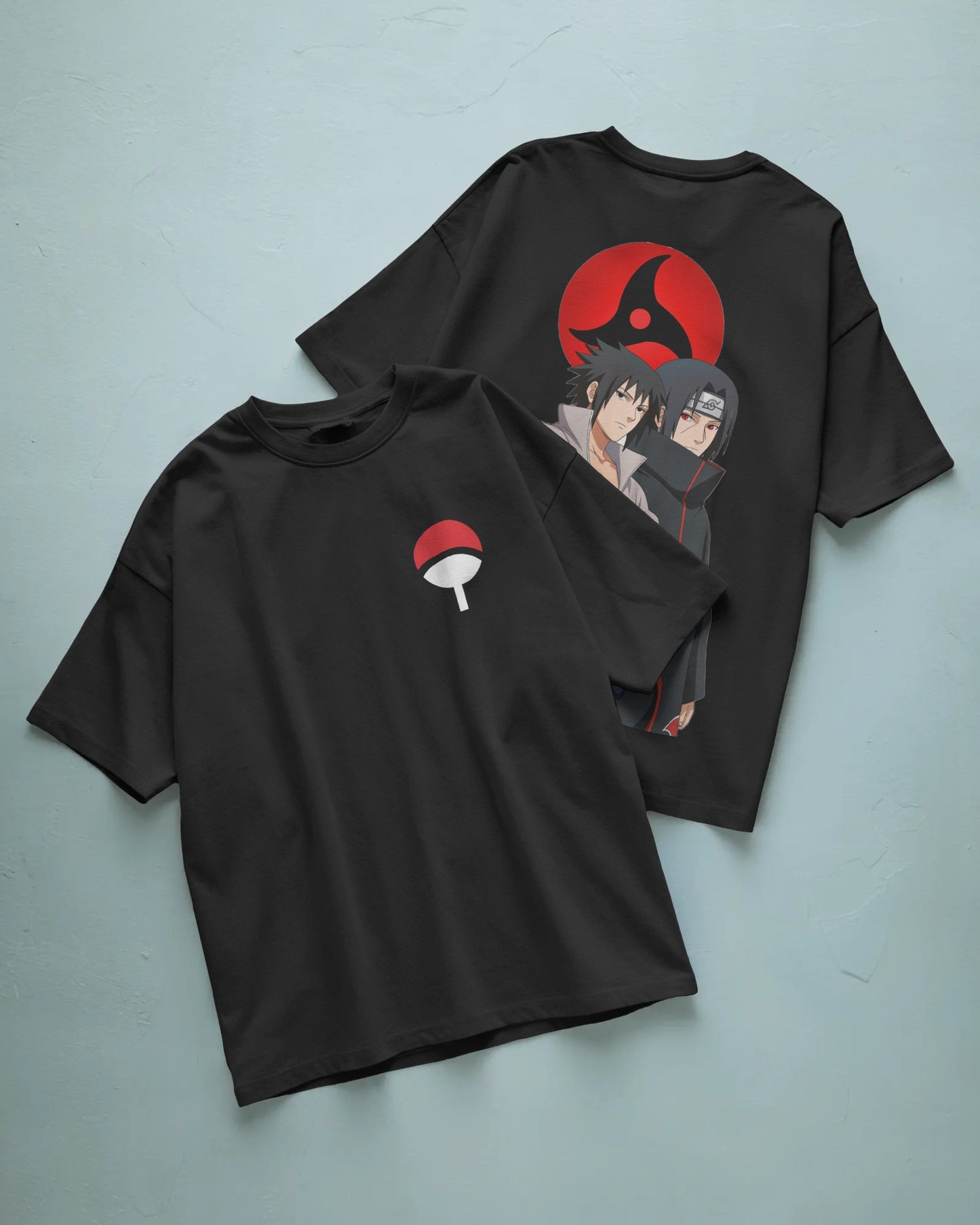 Itachi and Sasuke front and back print oversized tee