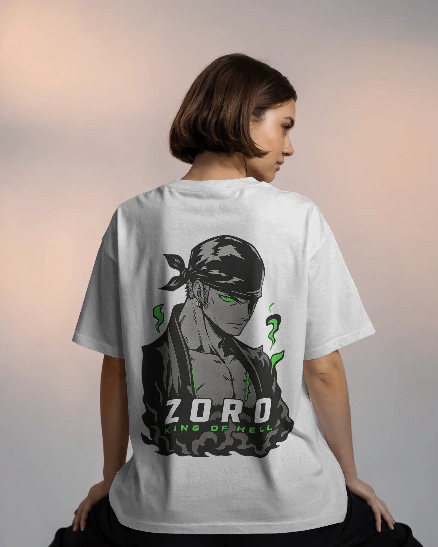 Zoro – King of Hell" Oversized Anime Tee | Front & Back Print