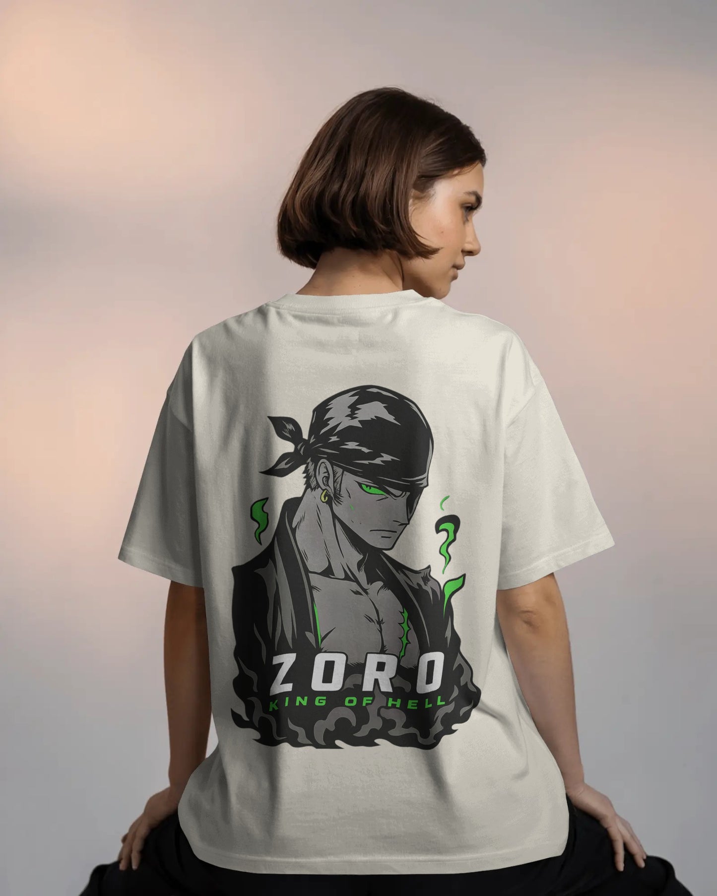 Zoro – King of Hell" Oversized Anime Tee | Front & Back Print