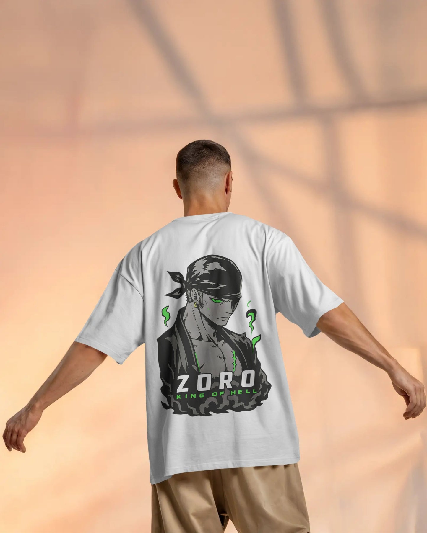 Zoro – King of Hell" Oversized Anime Tee | Front & Back Print