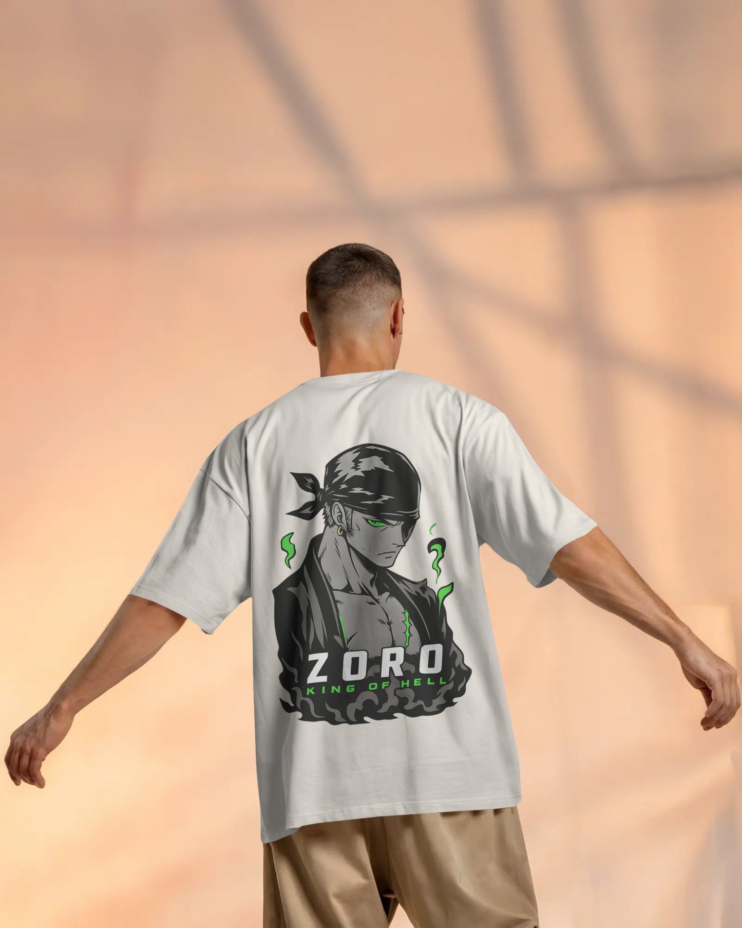 Zoro – King of Hell" Oversized Anime Tee | Front & Back Print