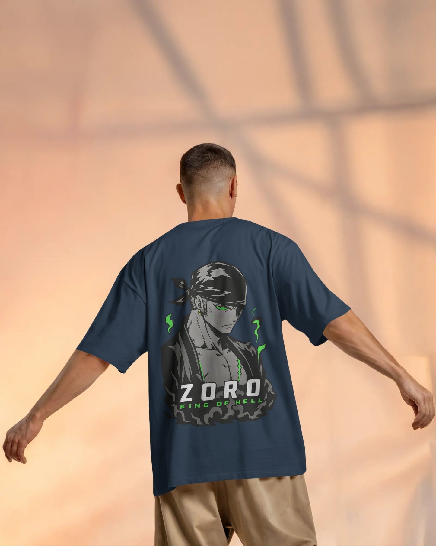 Zoro – King of Hell" Oversized Anime Tee | Front & Back Print