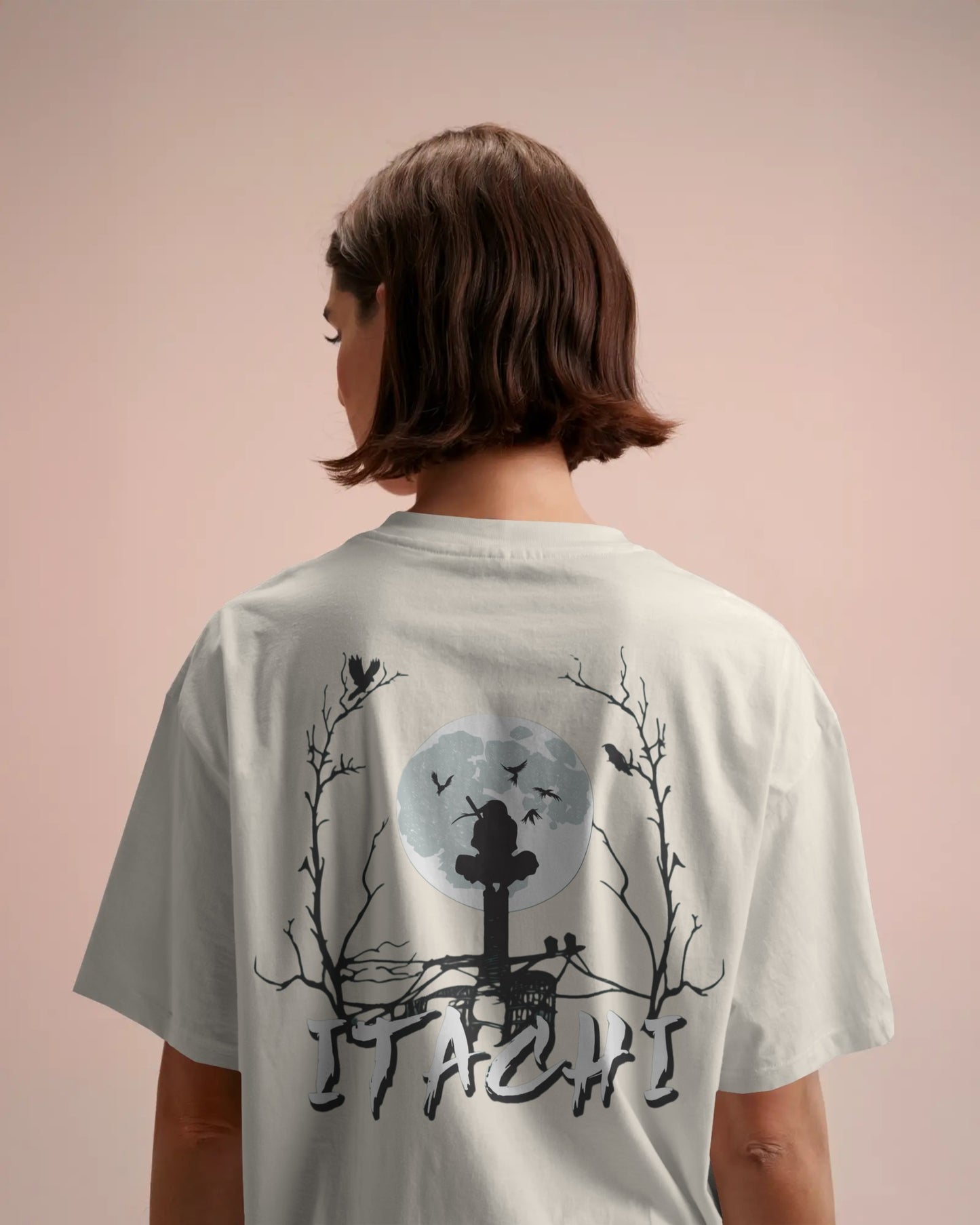 Itachi Uchiha back design with Akatsuki logo oversized T-Shirt