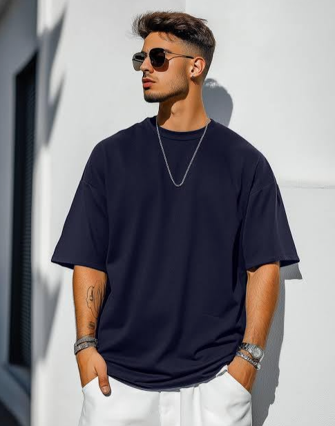 Oversized premium Navy blue plain tee