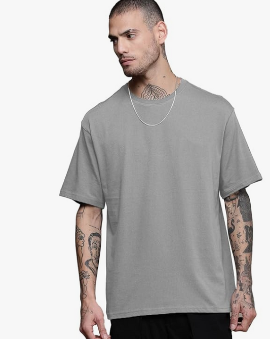 grey 200 gsm oversized Plain tee