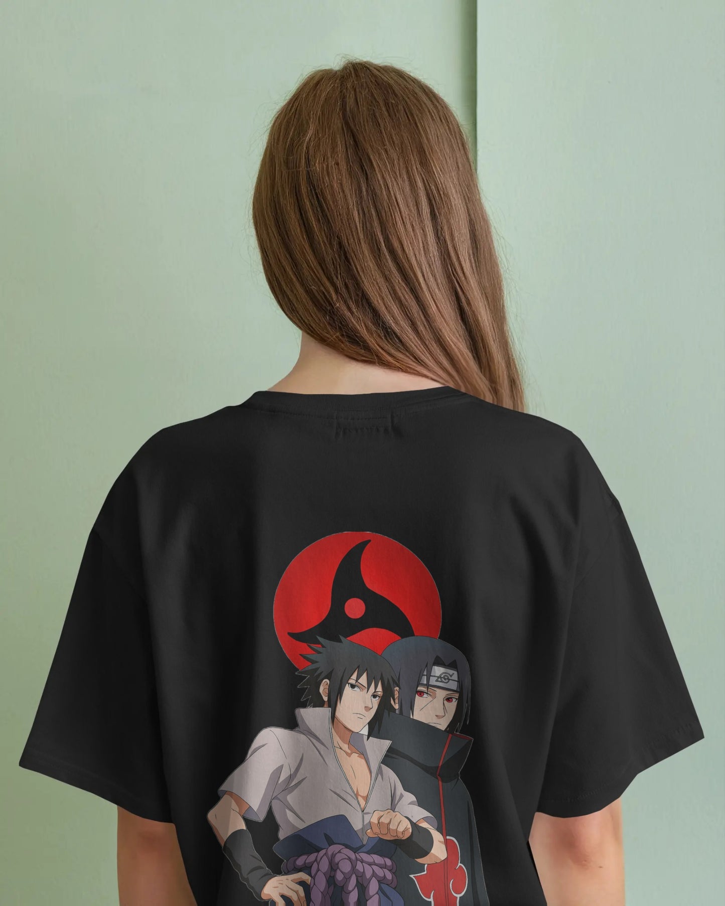 Itachi and Sasuke front and back print oversized tee