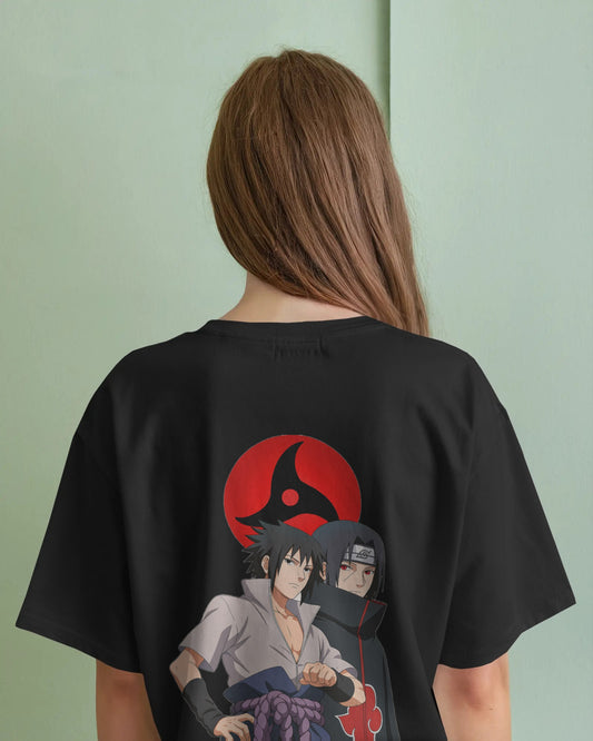 Itachi and Sasuke front and back print oversized tee