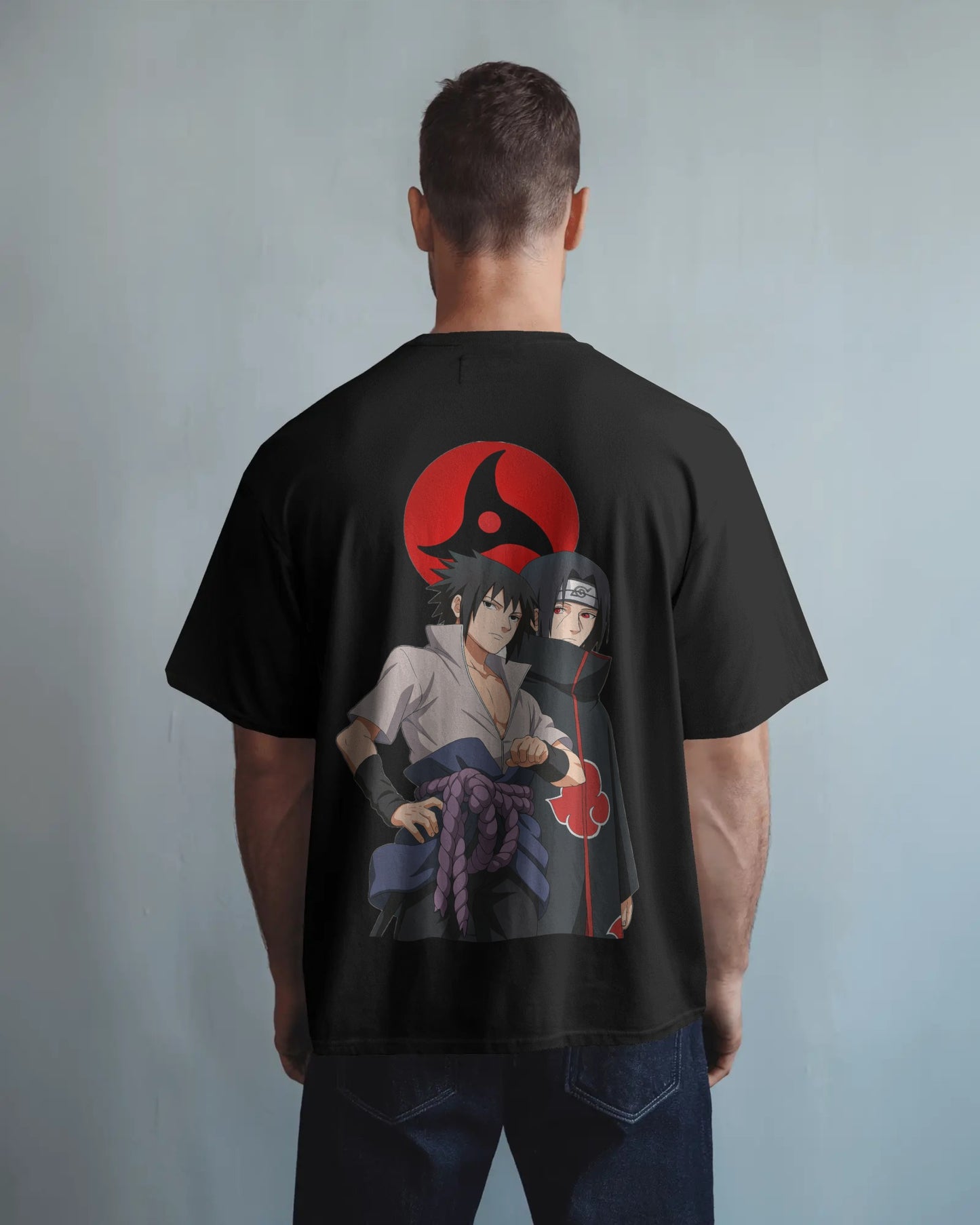 Itachi and Sasuke front and back print oversized tee