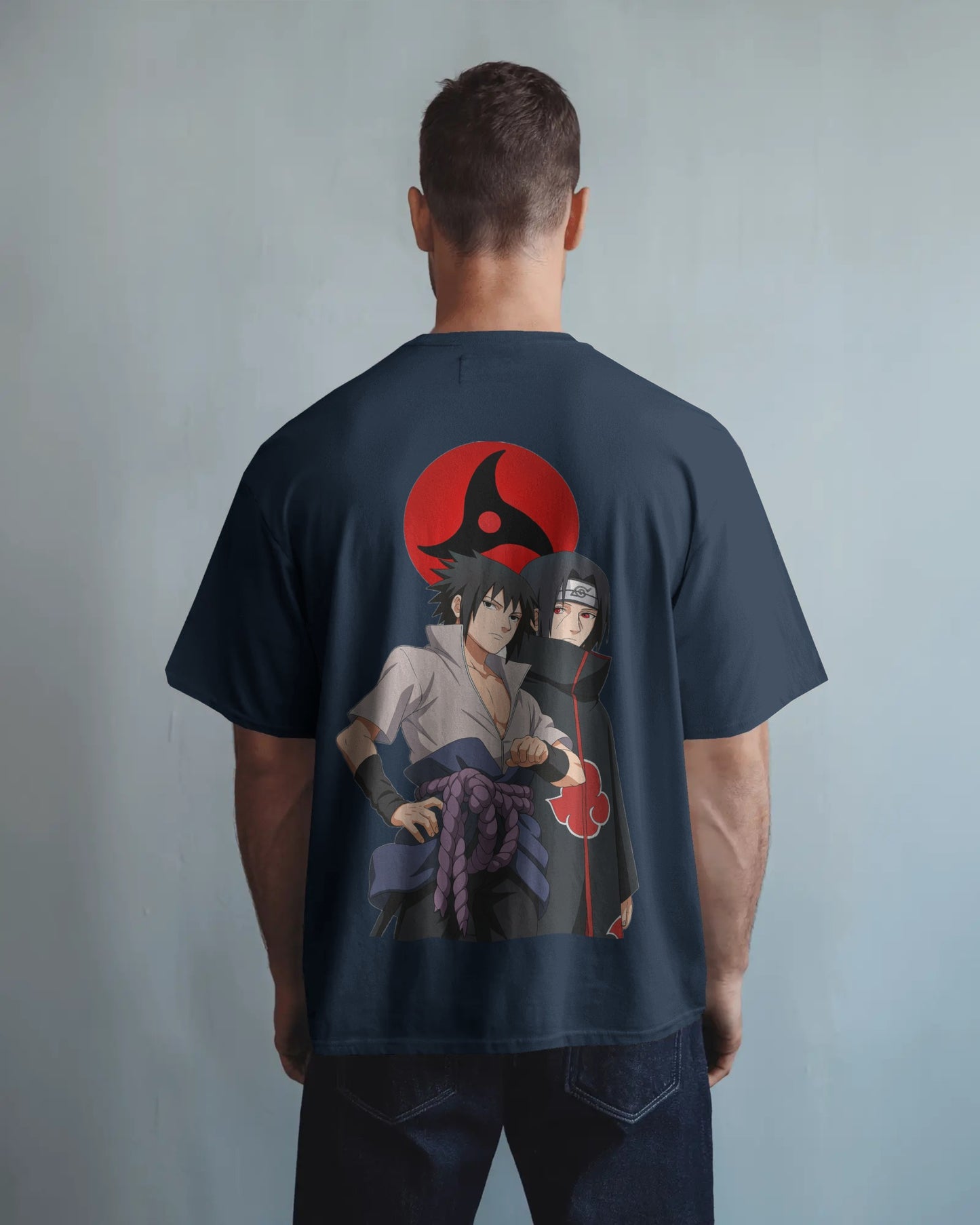 Itachi and Sasuke front and back print oversized tee