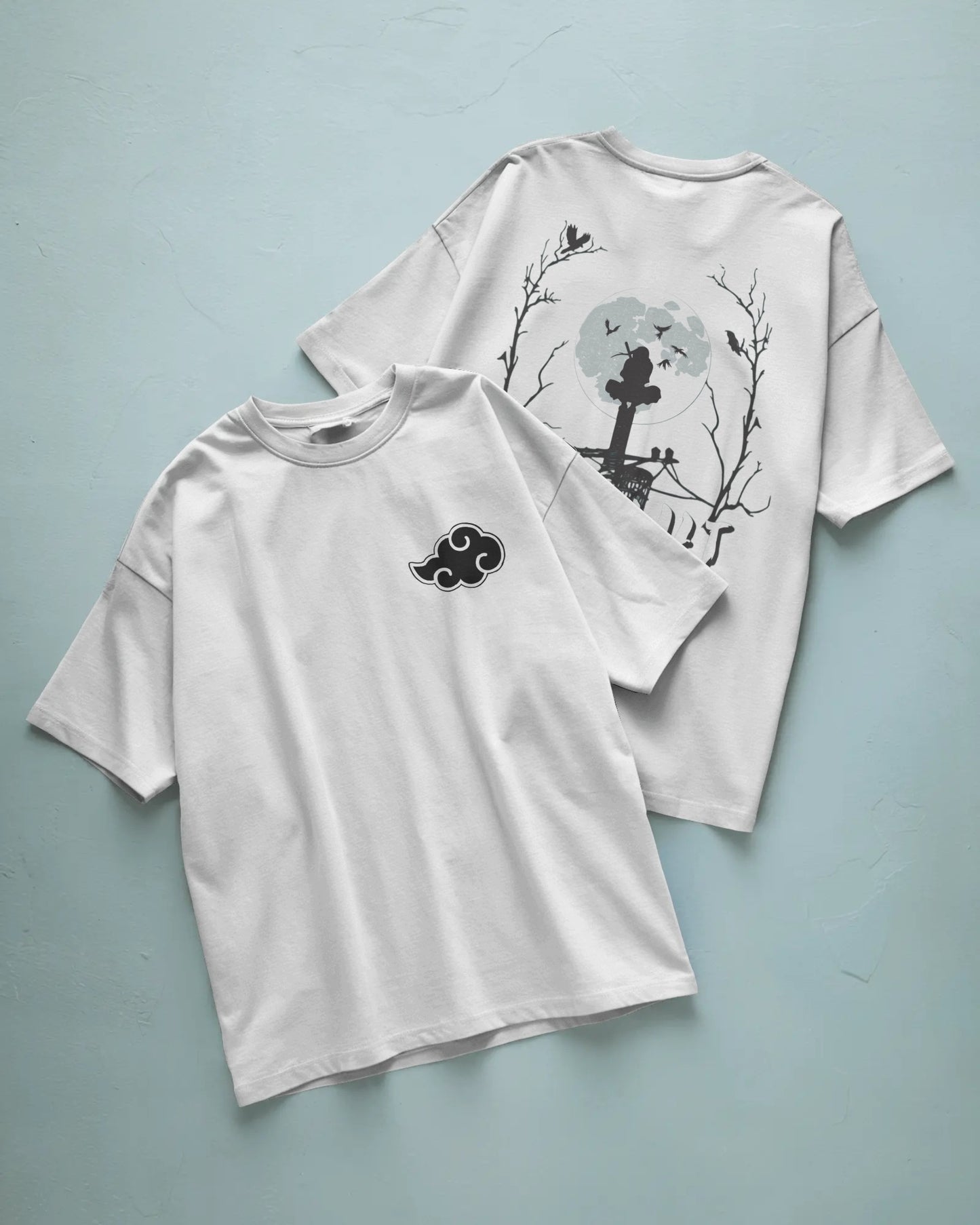 Itachi Uchiha back design with Akatsuki logo oversized T-Shirt
