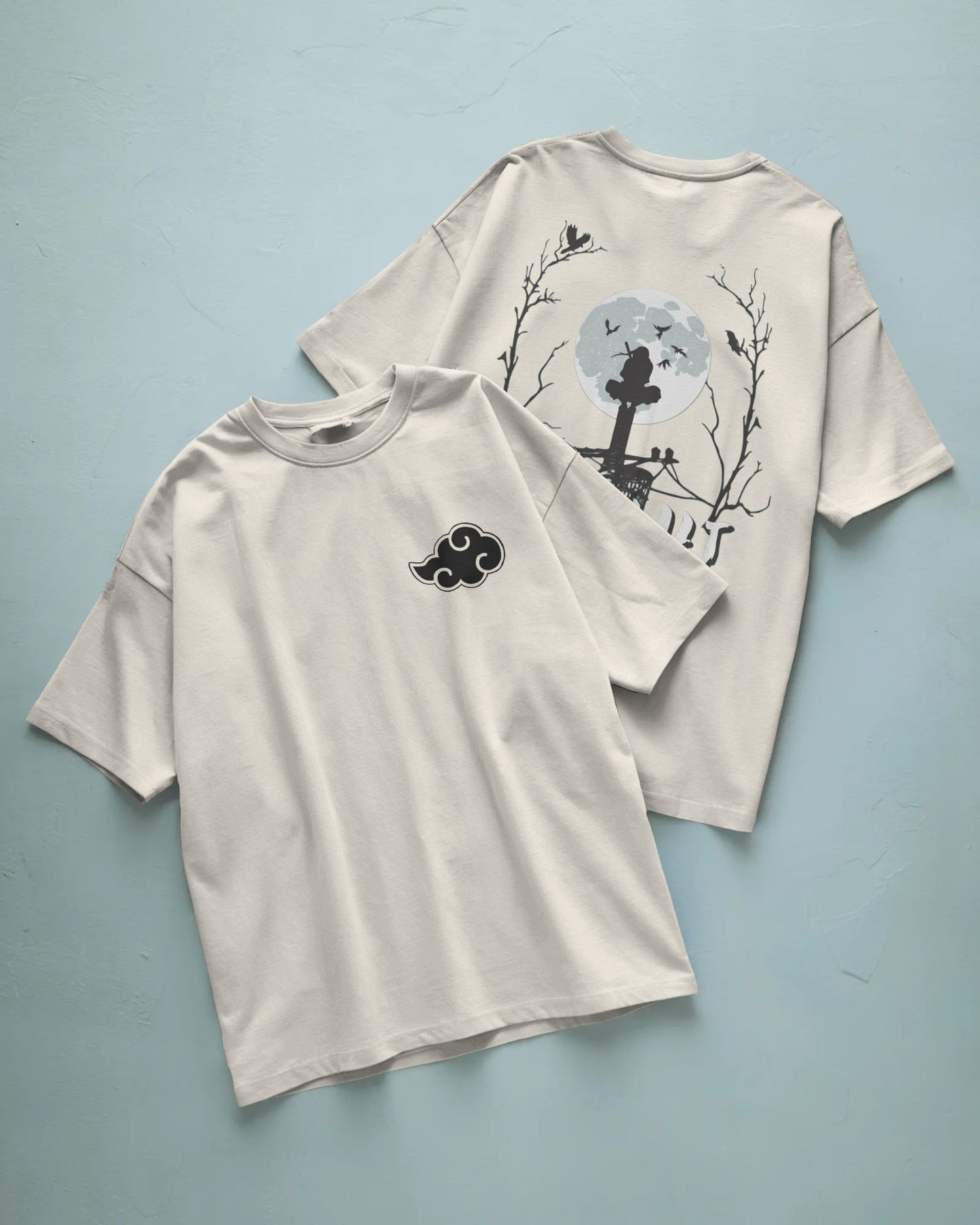 Itachi Uchiha back design with Akatsuki logo oversized T-Shirt