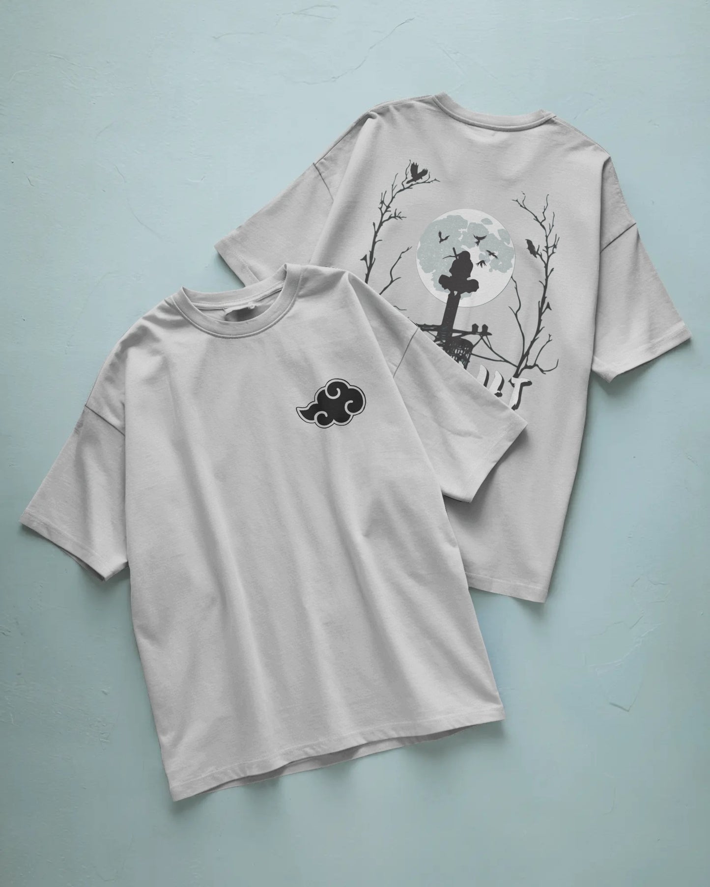 Itachi Uchiha back design with Akatsuki logo oversized T-Shirt