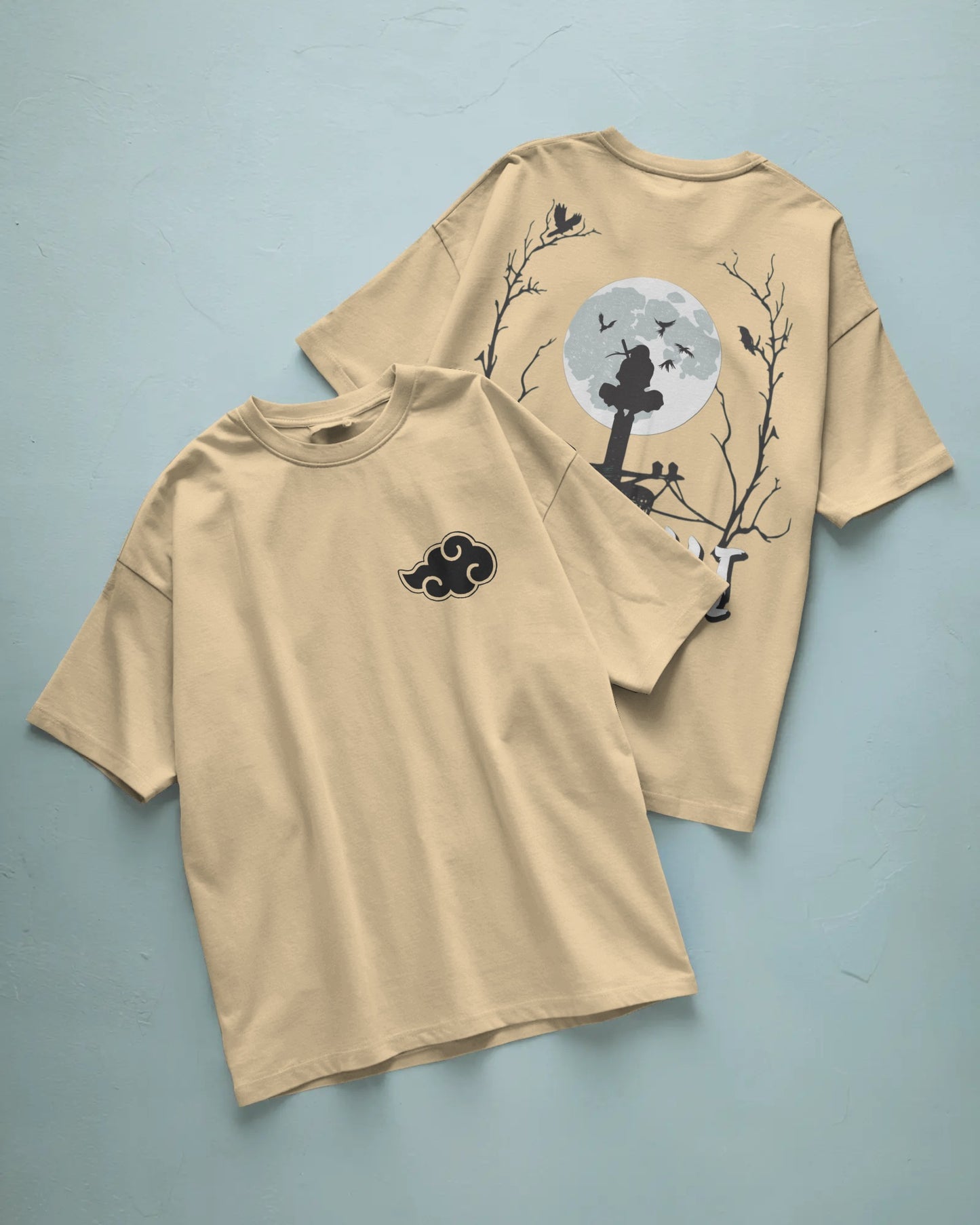 Itachi Uchiha back design with Akatsuki logo oversized T-Shirt