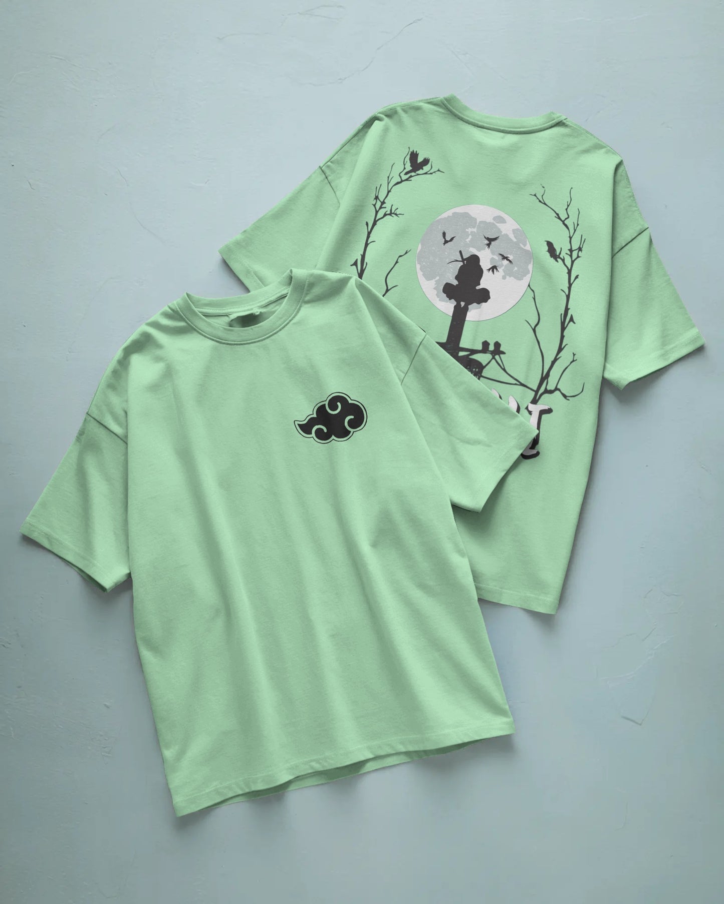 Itachi Uchiha back design with Akatsuki logo oversized T-Shirt