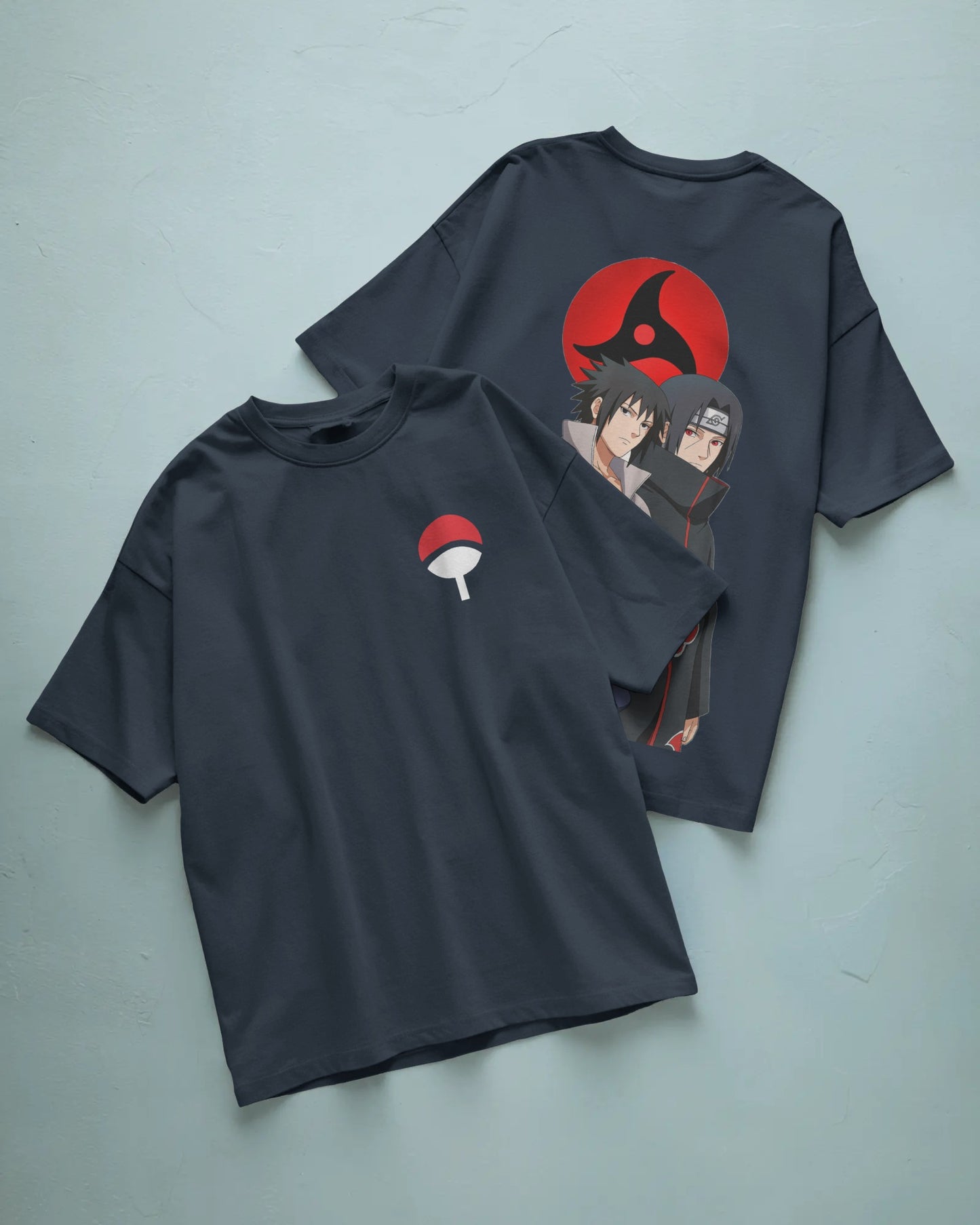 Itachi and Sasuke front and back print oversized tee