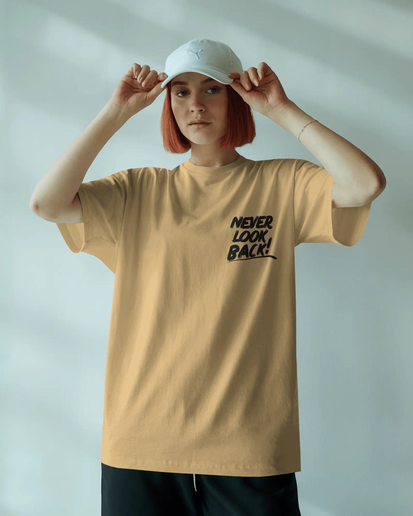Never Look Back Oversized Graphic Tee