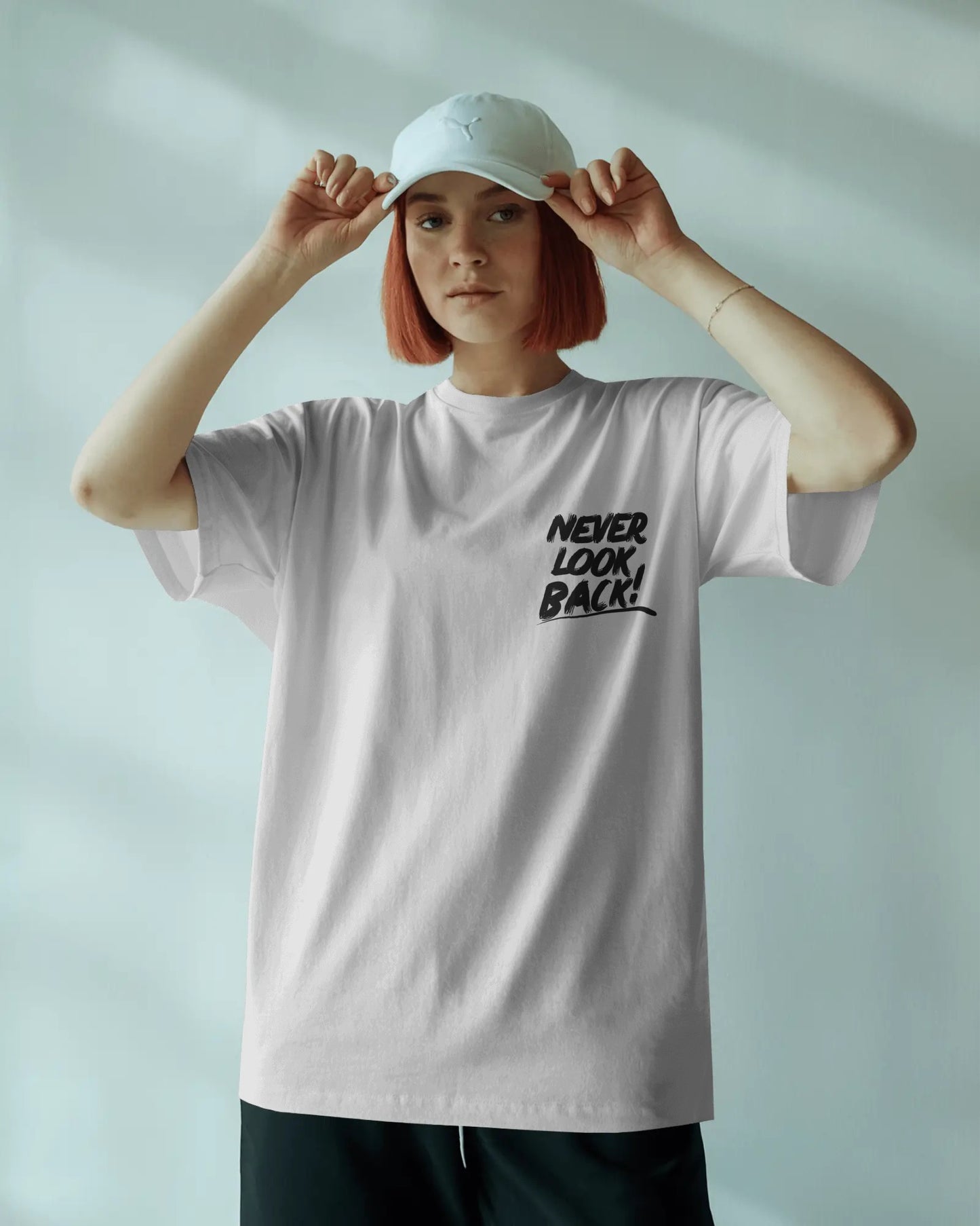 Never Look Back Oversized Graphic Tee
