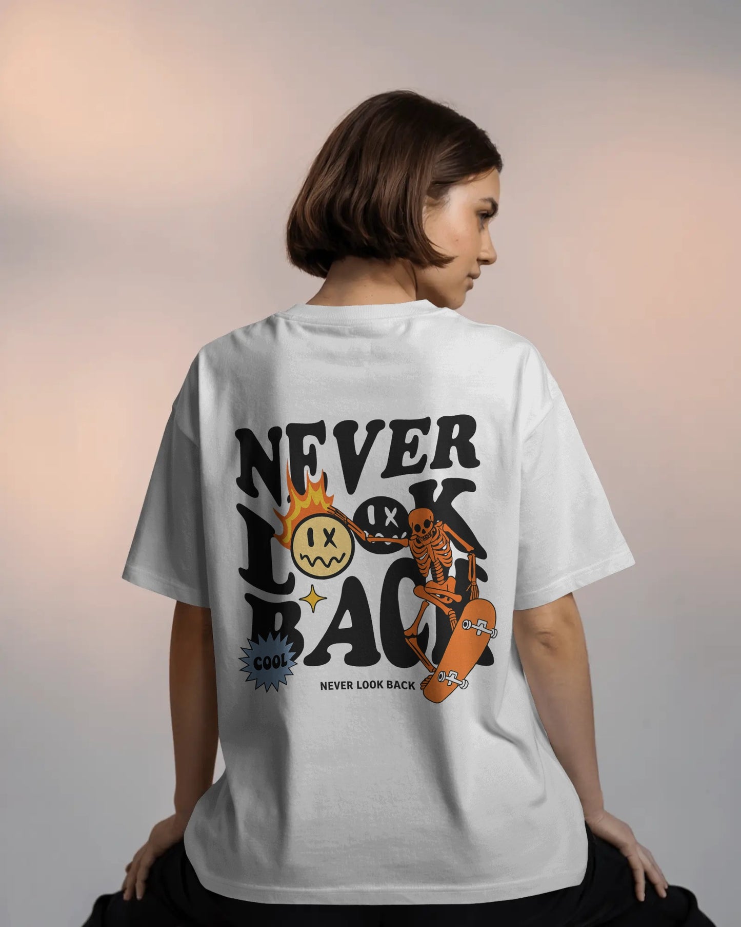 Never Look Back Oversized Graphic Tee