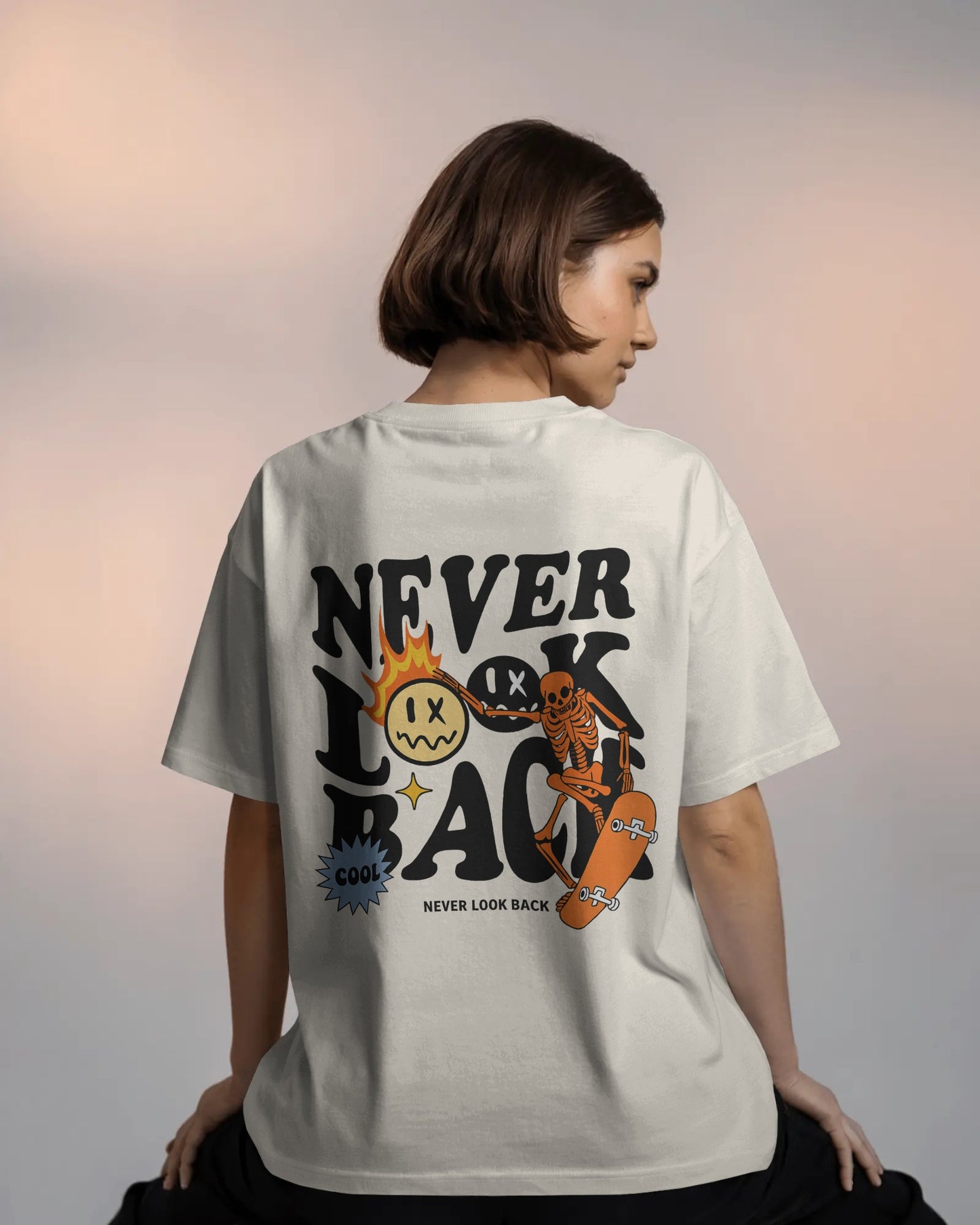 Never Look Back Oversized Graphic Tee