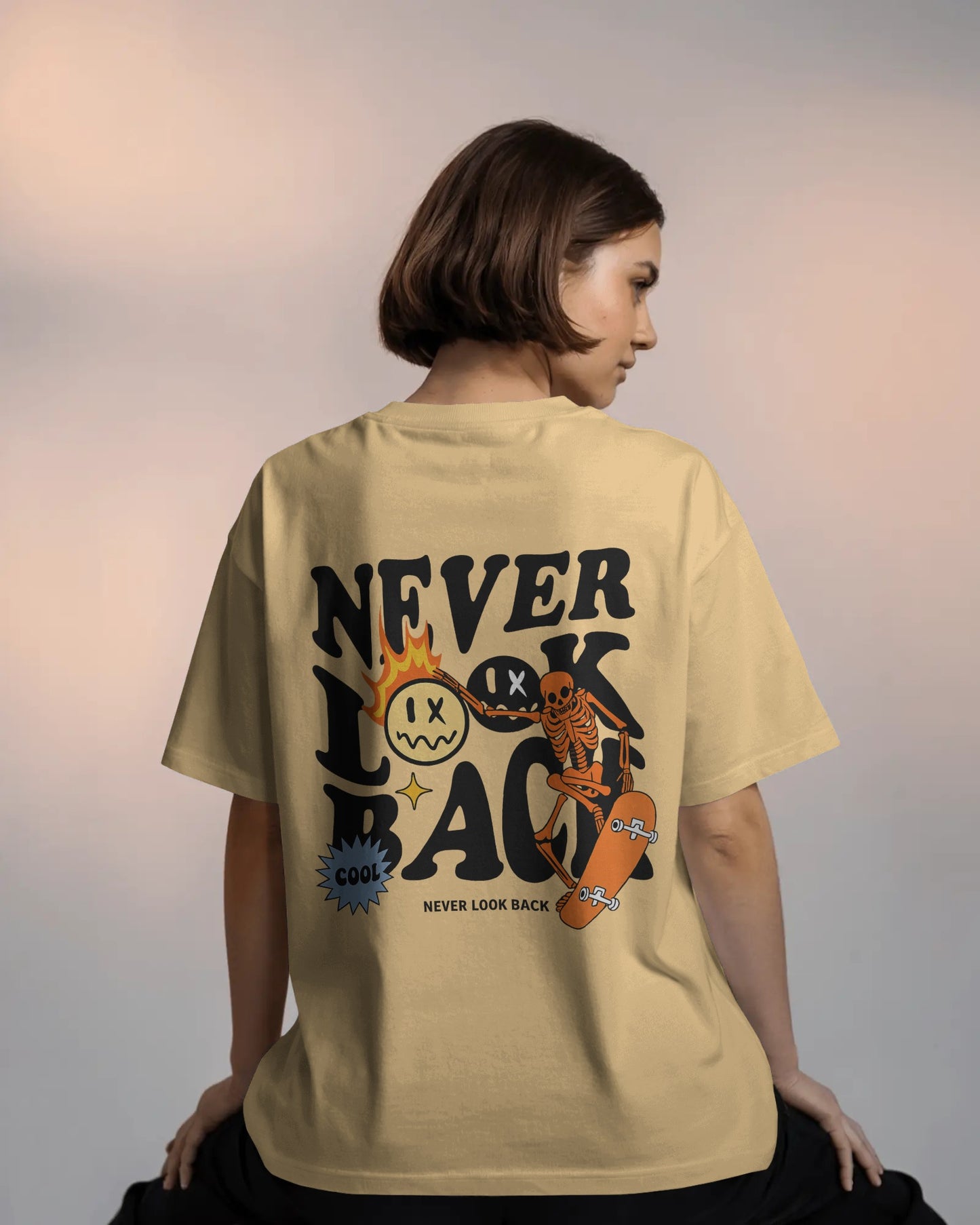 Never Look Back Oversized Graphic Tee