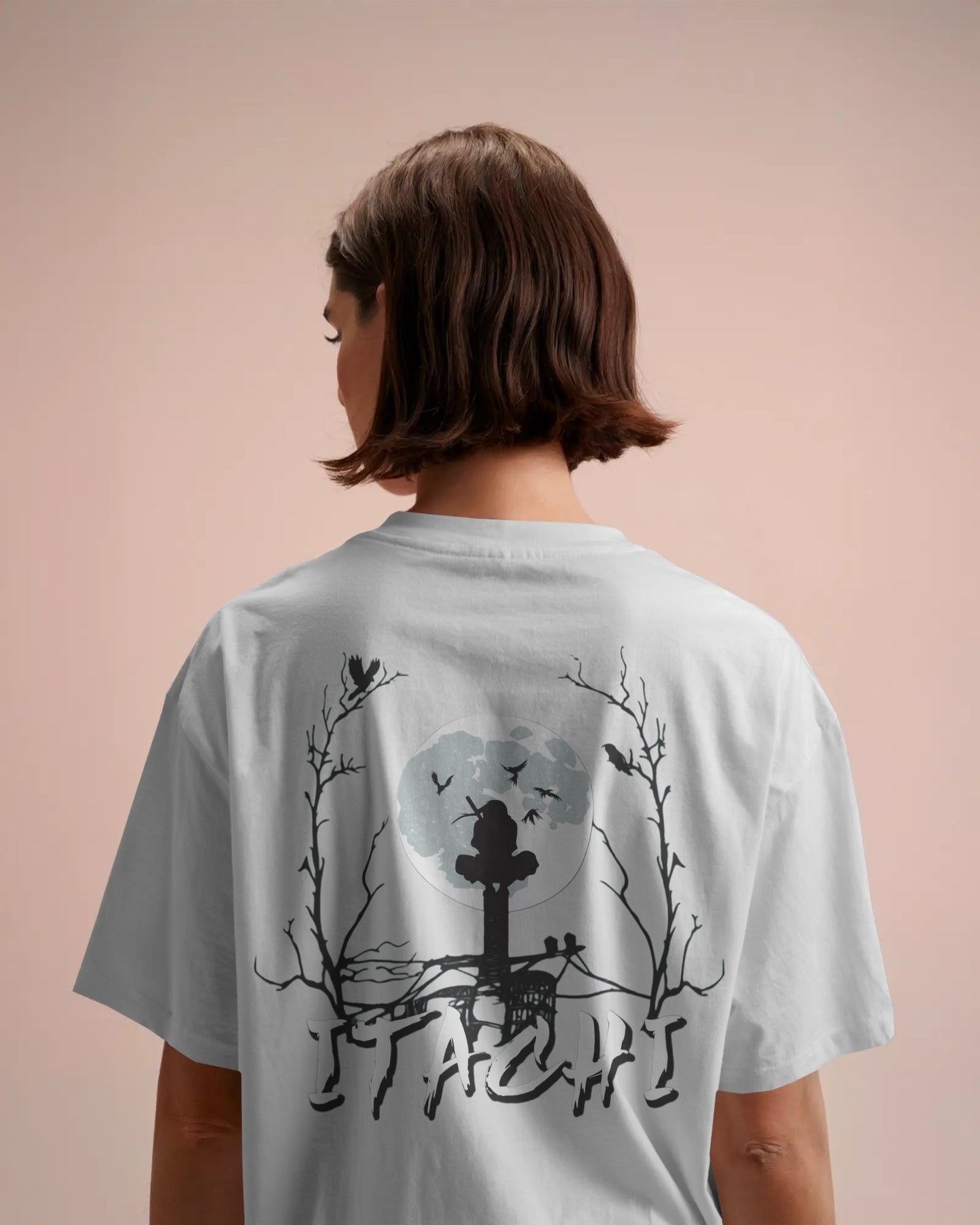 Itachi Uchiha back design with Akatsuki logo oversized T-Shirt