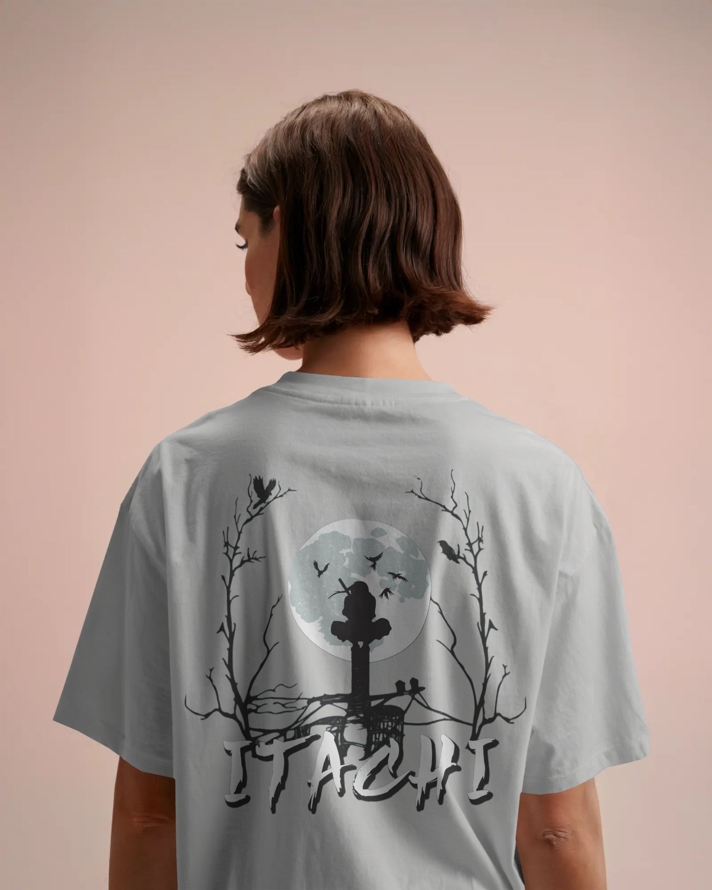 Itachi Uchiha back design with Akatsuki logo oversized T-Shirt