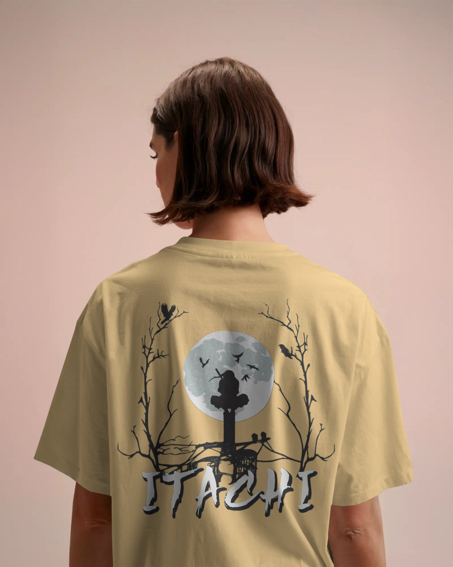 Itachi Uchiha back design with Akatsuki logo oversized T-Shirt